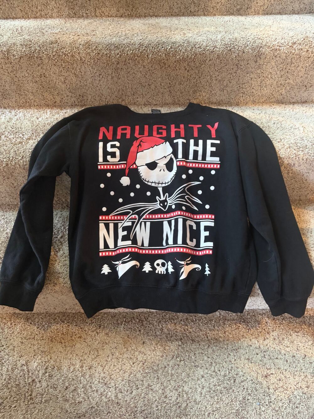 Juniors large Jack Skellington Naughty is the new nice Santa hat